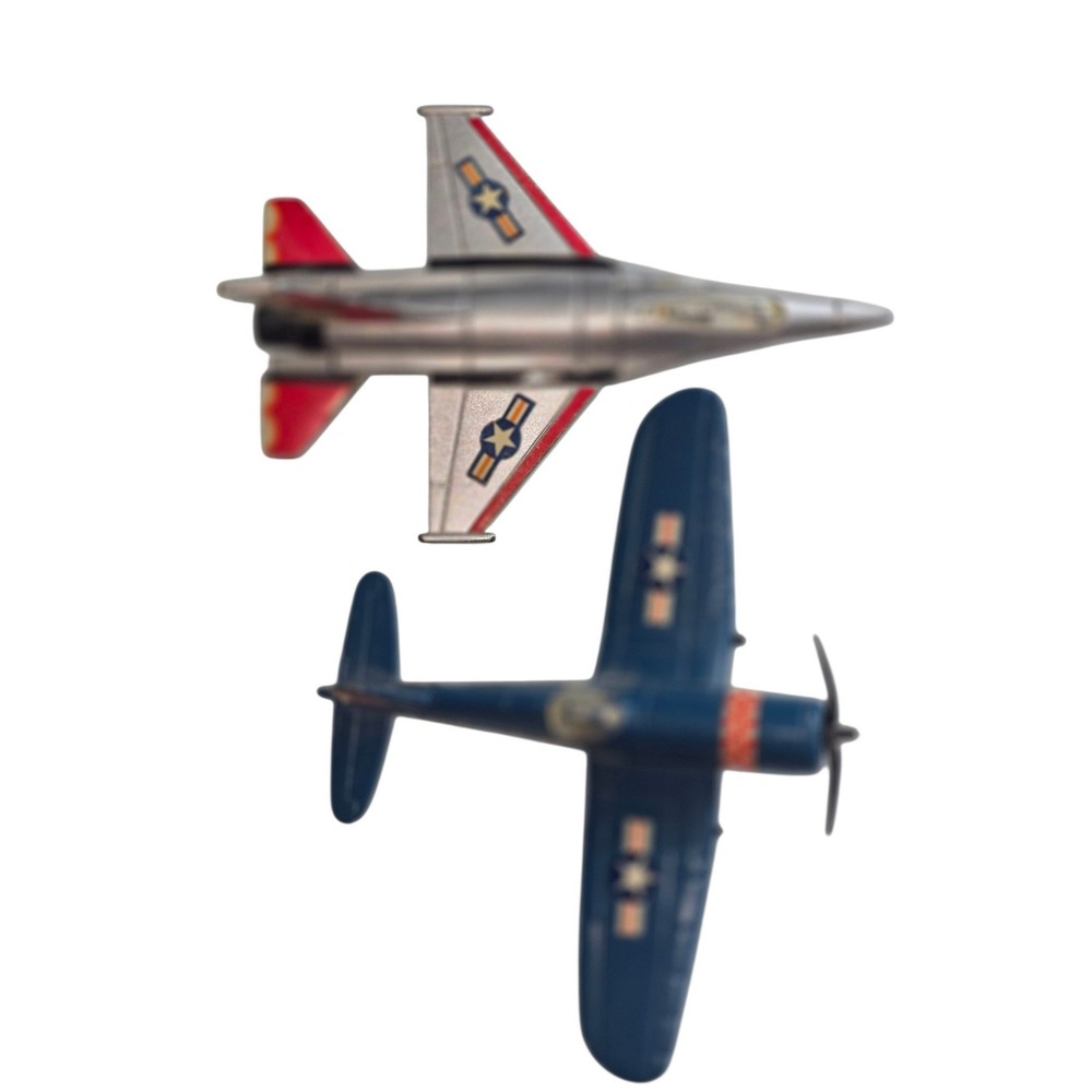 Road Champs Diecast Airplane Set F-16 Fighting Falcon & F4U-1A Corsair Models